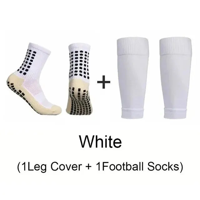 Men's Grip Soccer Socks & Shin Guards Set