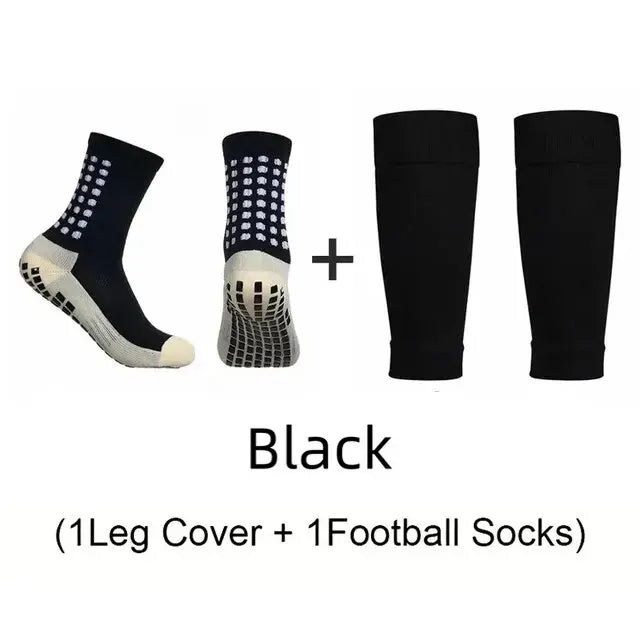 Men's Grip Soccer Socks & Shin Guards Set